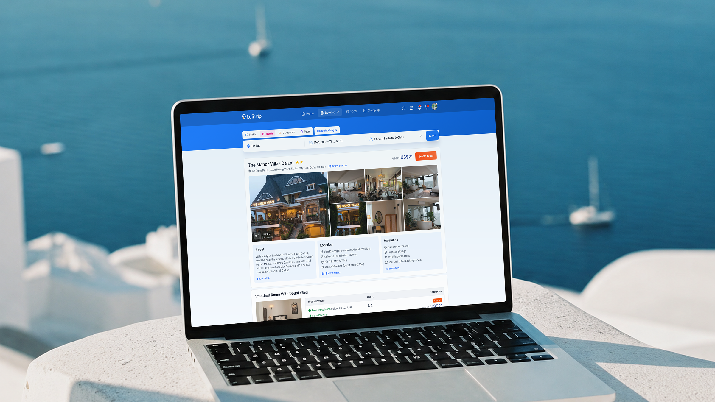Product screens from a booking flow