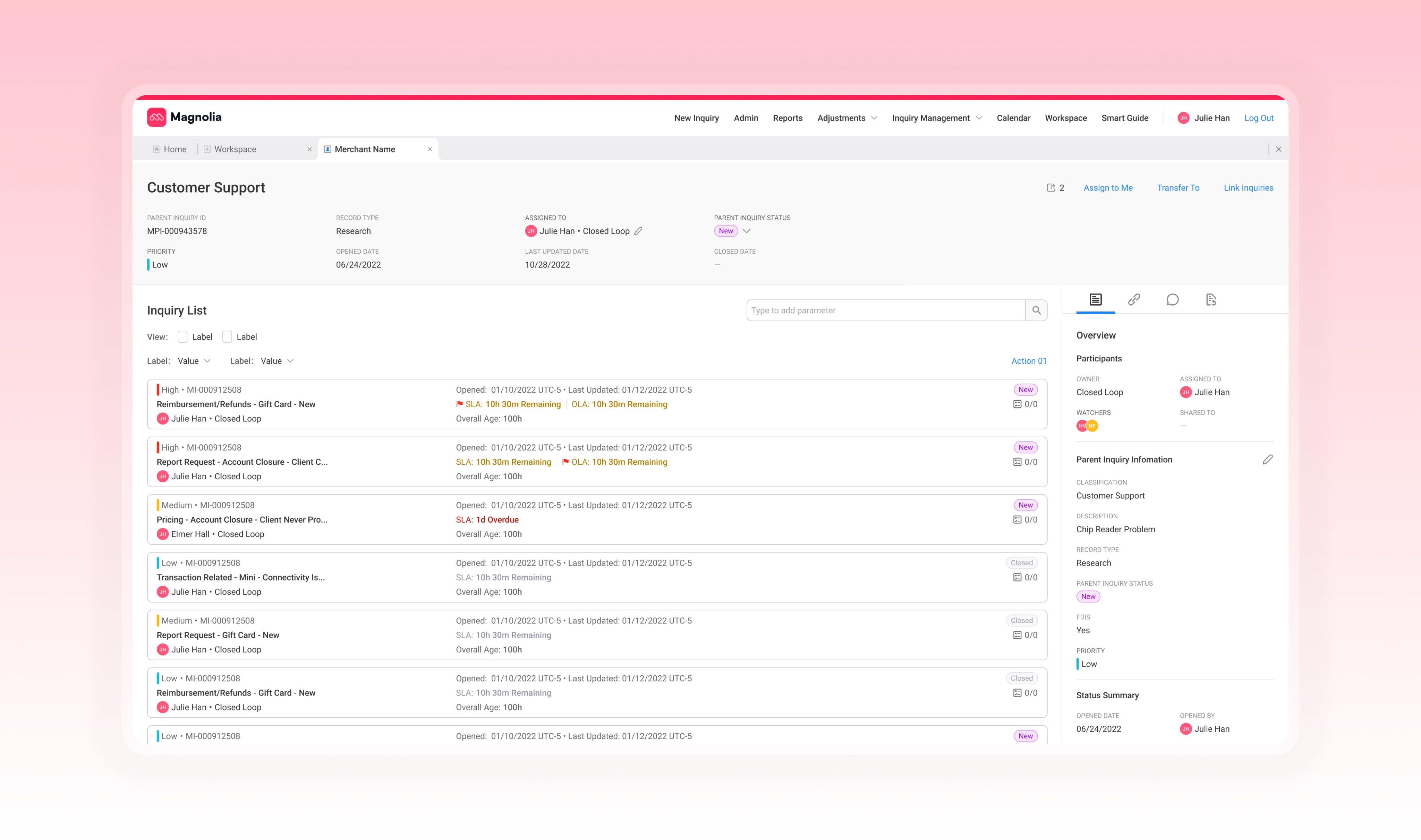 Mockup of the unified merchant investigation workspace