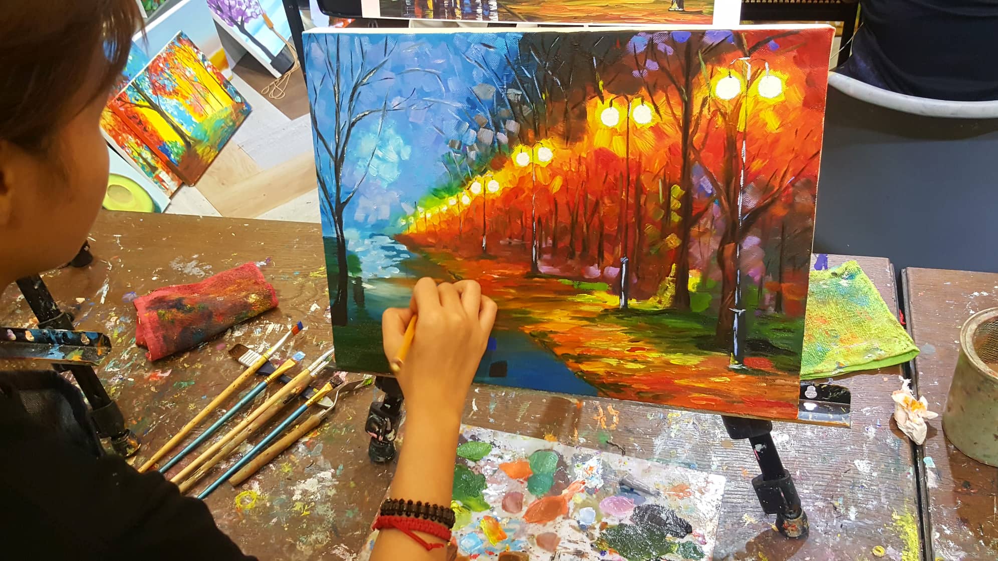 A painting made with broken crayons