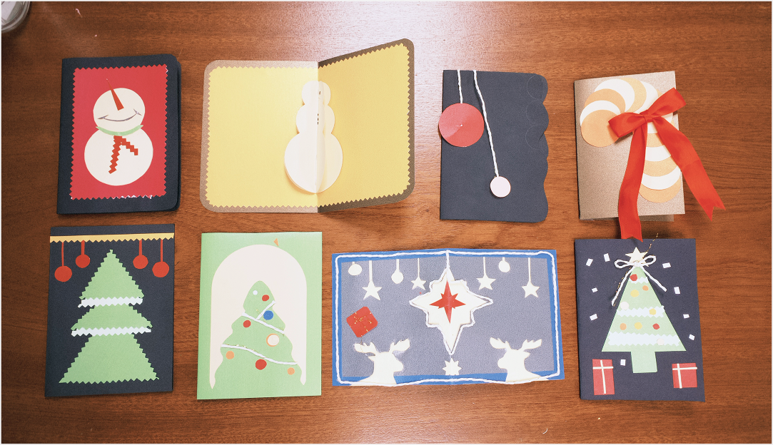 Christmas cards made from shapes