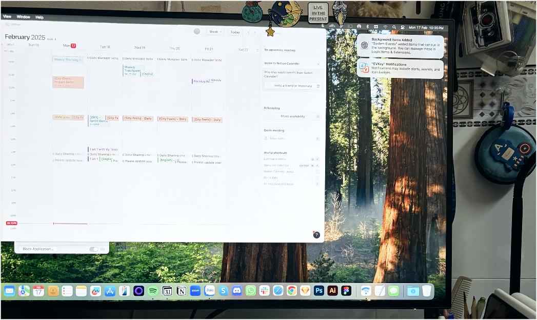 Team calendar view on Notion